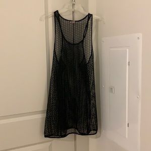 Black fishnet Swim Coverup